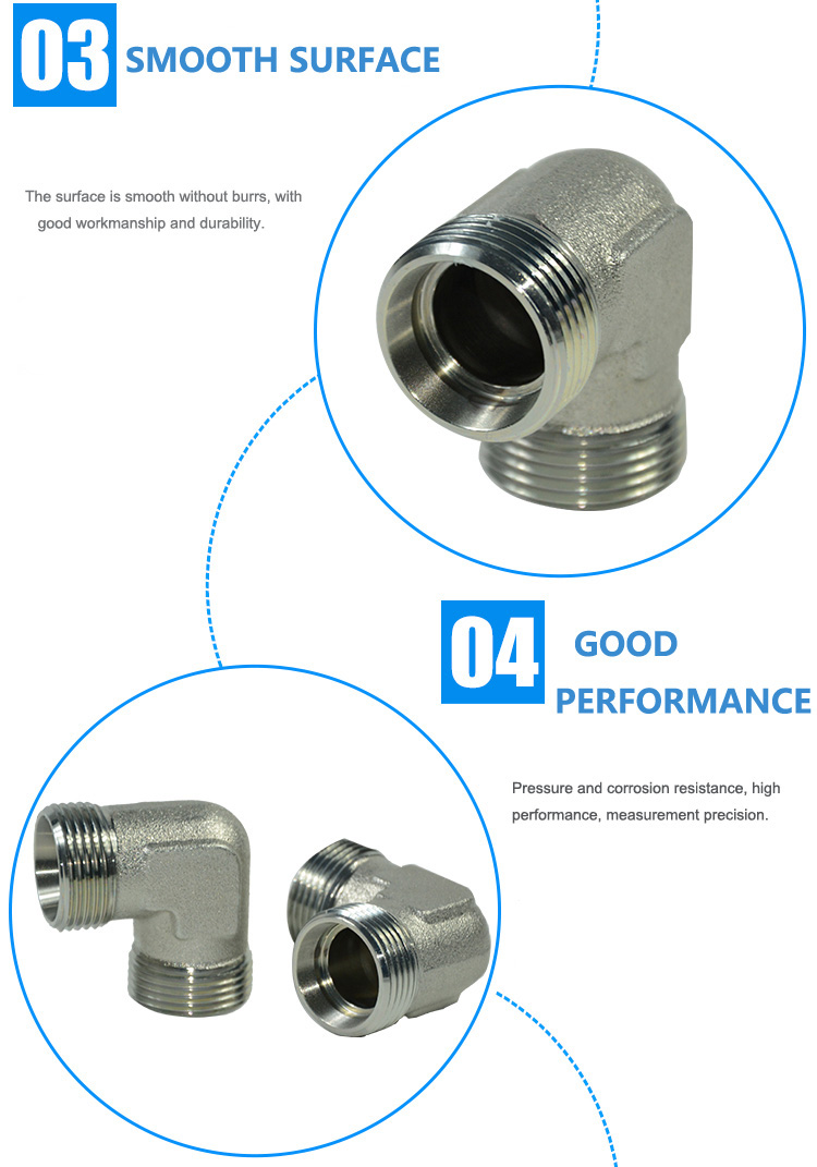 90 Degree elbow hydraulic fitting adapter